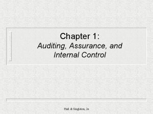 Chapter 1 Auditing Assurance and Internal Control Hall