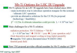 NbTi Options for LHC IR Upgrade NbTi options