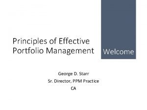 Basic principles of effective portfolio management