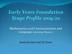 Early Years Foundation Stage Profile 201920 Mathematics and