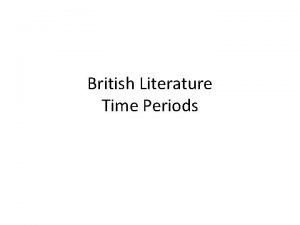 Periods in english literature