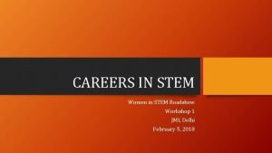 CAREERS IN STEM Women in STEM Roadshow Workshop