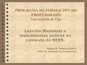 PROGRAMA DE FORMACIN DO PROFESORADO Universidade de Vigo