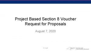 Project Based Section 8 Voucher Request for Proposals