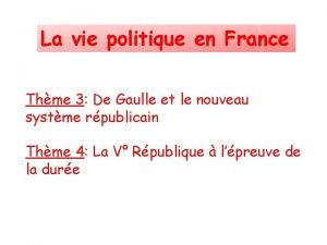 La vie politique en France Thme 3 De