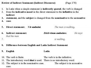Review of Indirect Statement Indirect Discourse 1 2