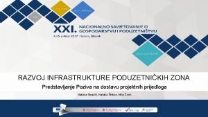 RAZVOJ INFRASTRUKTURE PODUZETNIKIH ZONA Predstavljanje Poziva na dostavu