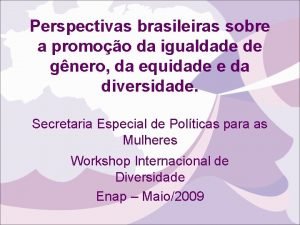 Perspectivas brasileiras sobre a promoo da igualdade de