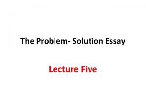 Problem and solution essay introduction