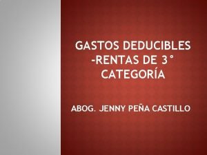 GASTOS DEDUCIBLES RENTAS DE 3 CATEGORA ABOG JENNY