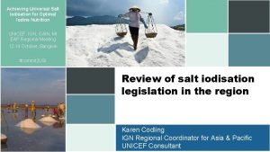 Achieving Universal Salt Iodisation for Optimal Iodine Nutrition