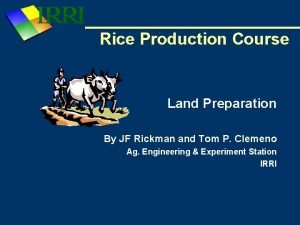Rice Production Course Land Preparation By JF Rickman