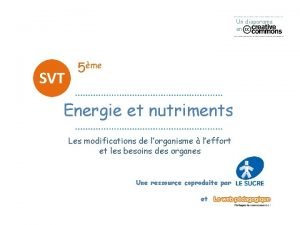 Un diaporama en SVT 5me Energie et nutriments