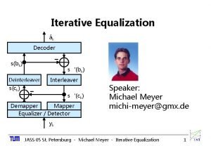 Iterative Equalization k Decoder sbk sbk Deinterleaver Interleaver