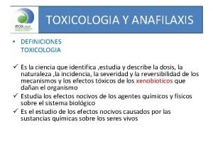 Toxicologia Toxicologia