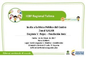 ICBF Regional Tolima Invita a la Mesa Pblica