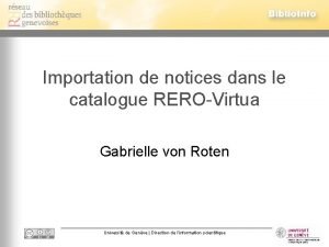 Importation de notices dans le catalogue REROVirtua Gabrielle