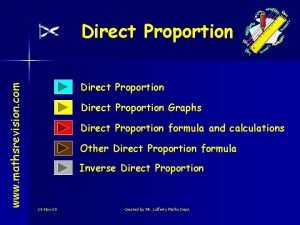 www mathsrevision com Direct Proportion Graphs Direct Proportion