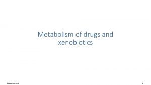 Metabolism of drugs and xenobiotics Michael Palmer 2019