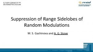 Suppression of Range Sidelobes of Random Modulations M