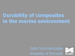 Durability of composites in the marine environment John