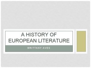Timeline of european literature