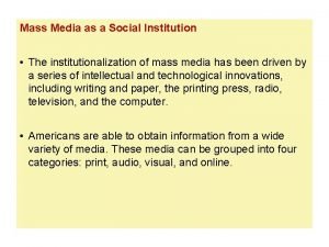 Mass media as social institution