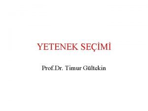 YETENEK SEM Prof Dr Timur Gltekin v SPORDA