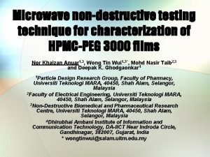 Microwave nondestructive testing technique for characterization of HPMCPEG