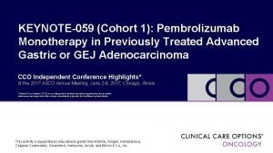 KEYNOTE059 Cohort 1 Pembrolizumab Monotherapy in Previously Treated