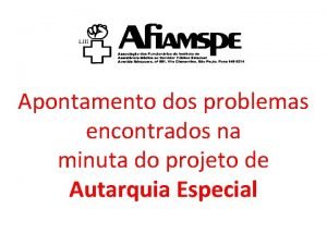 Apontamento dos problemas encontrados na minuta do projeto