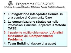 Programma 02 05 2016 allinterno del corso di