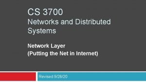 CS 3700 Networks and Distributed Systems Network Layer