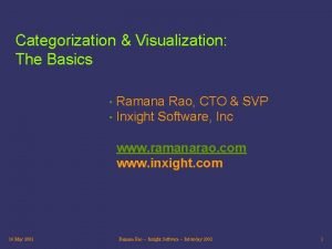 Categorization Visualization The Basics Ramana Rao CTO SVP