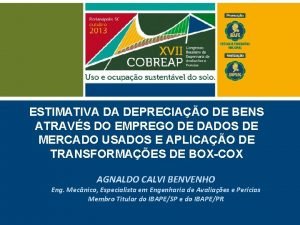 ESTIMATIVA DA DEPRECIAO DE BENS ATRAVS DO EMPREGO