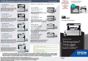 EPSON Monochrome Eco Tank Printers and AIO Retail