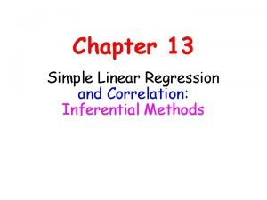 Correlation and Simple Linear Regression Correlation Analysis Correlation