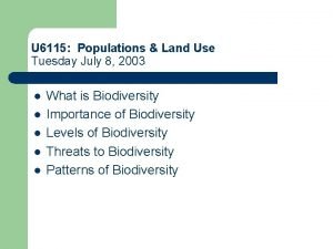 U 6115 Populations Land Use Tuesday July 8