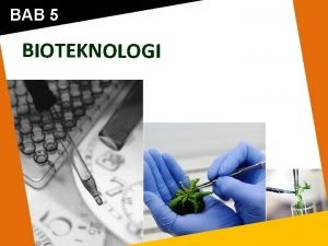 BAB 5 BIOTEKNOLOGI Tujuan Pembelajaran Setelah mempelajari bab