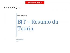 Anlise AC de BJT Referncia Bibliogrfica Equaes do