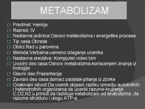 Metabolizam prezentacija