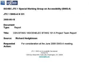 ISOIEC JTC 1 Special Working Group on Accessibility