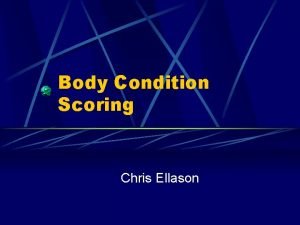 Body Condition Scoring Chris Ellason Introduction What is