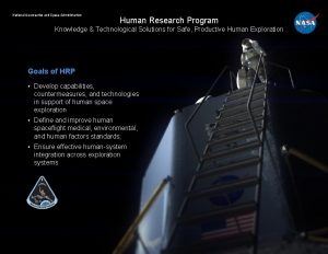 National Aeronautics and Space Administration Human Research Program