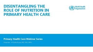 Nutrition in primary health care