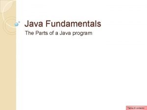 Parts of java program