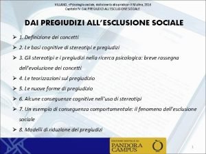 VILLANO Psicologia sociale dalla teoria alla pratica Il