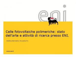 Celle fotovoltaiche polimeriche stato dellarte e attivit di