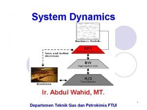 System Dynamics Ir Abdul Wahid MT Departemen Teknik