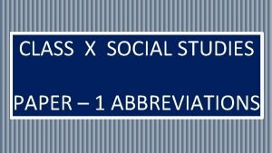 Abbreviations in social studies